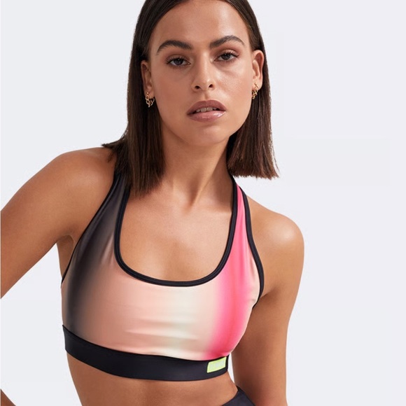 P.E NATION Momentum Sports Bra Pink Ombré Size Small Racer Back Scoop Neck - Picture 5 of 9